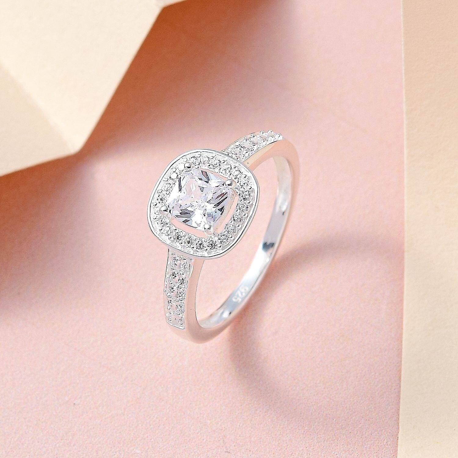 NY Close Out - Simulated Diamond Halo Ring in Sterling Silver 7263137 1