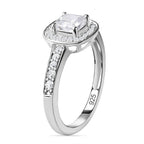 NY Close Out - Simulated Diamond Halo Ring in Sterling Silver