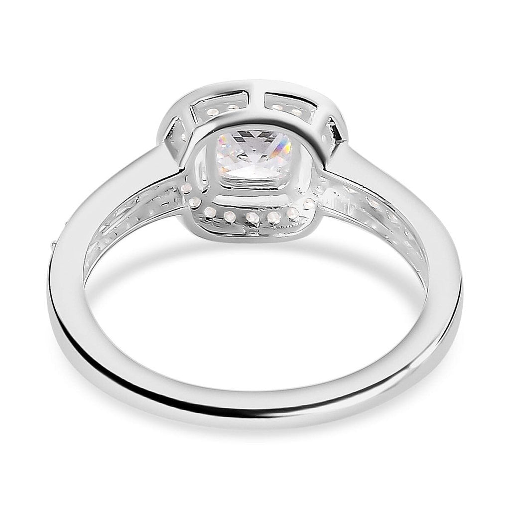 NY Close Out - Simulated Diamond Halo Ring in Sterling Silver