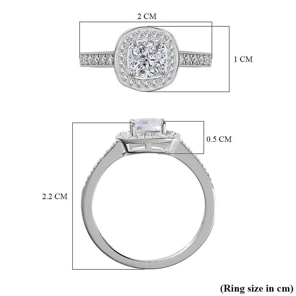 NY Close Out - Simulated Diamond Halo Ring in Sterling Silver