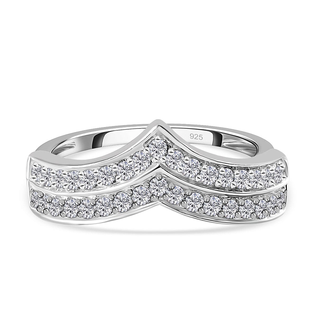 NY Close Out - Simulated Diamond Wishbone Ring in Sterling Silver 1.044 Ct 7253554 1