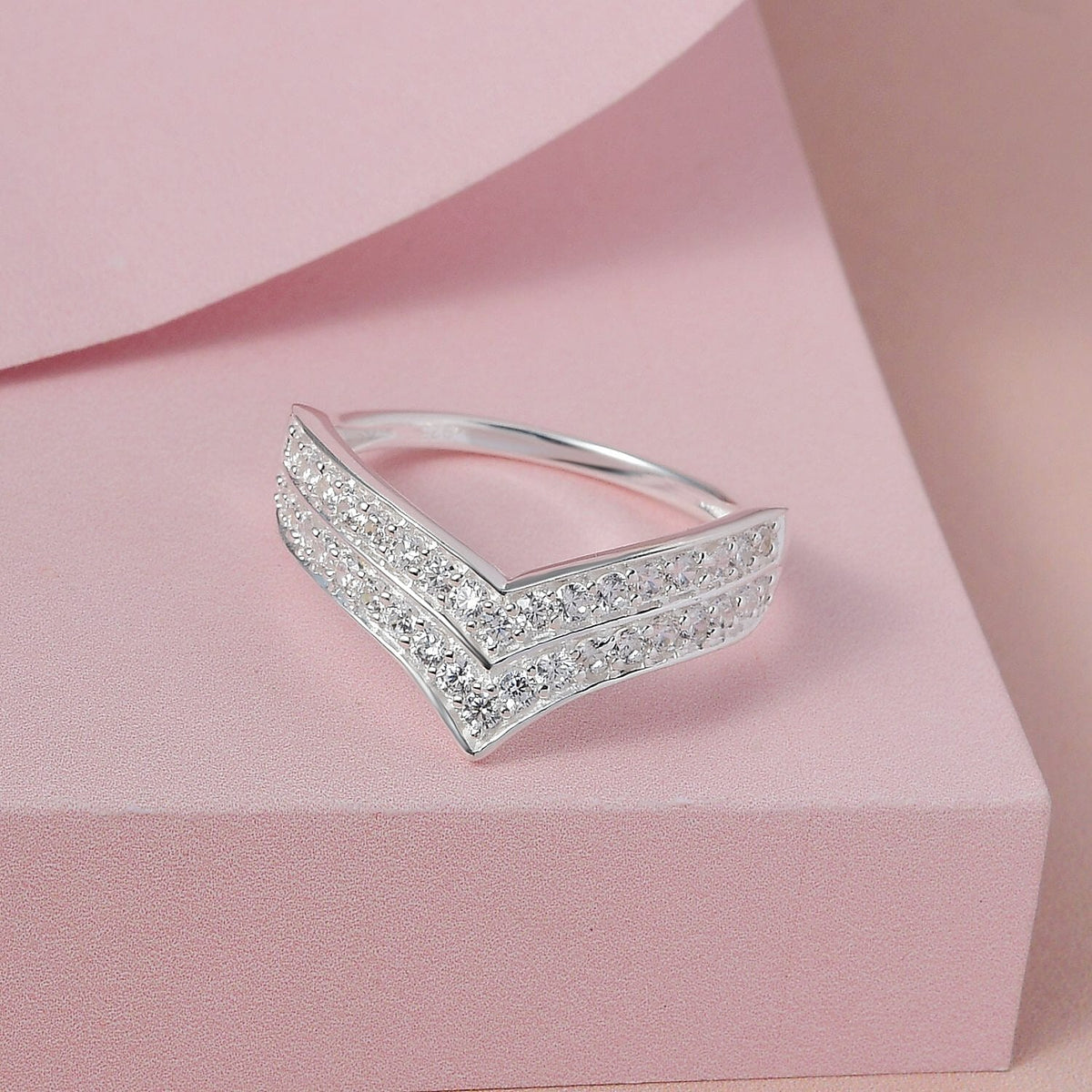 NY Close Out - Simulated Diamond Wishbone Ring in Sterling Silver 1.044 Ct 7253554 3