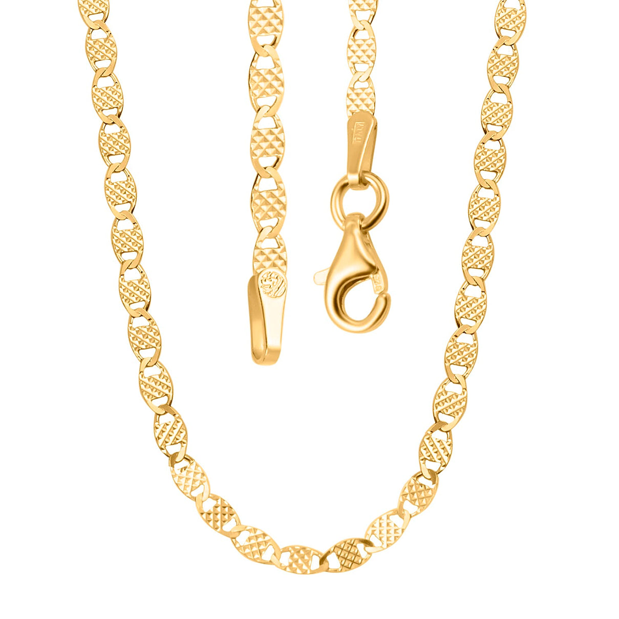 NY Close Out- Sterling Silver Necklace (Size - 20) With Gold Overlay 7990650 3