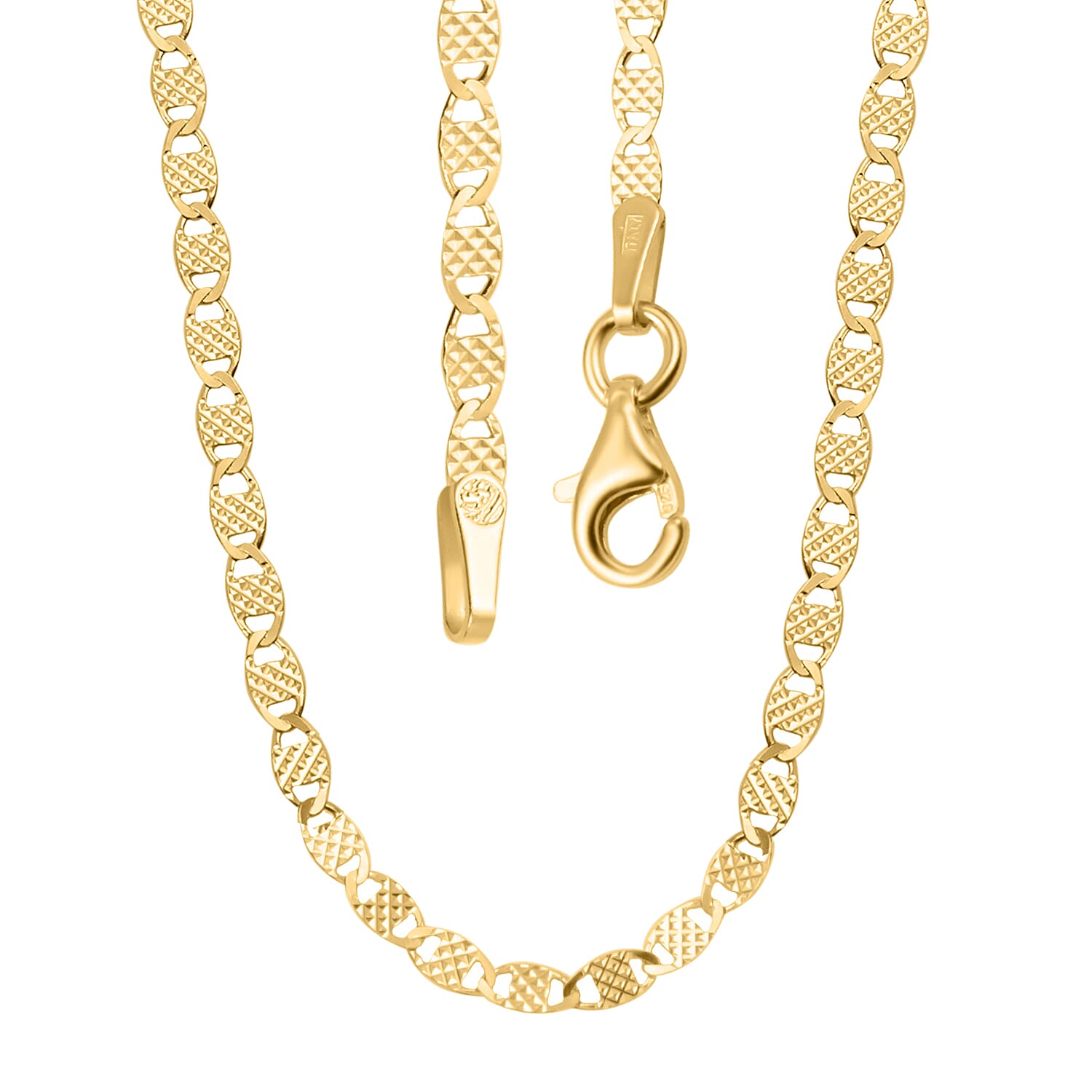 NY Close Out- Sterling Silver Necklace (Size - 20) With Gold Overlay 7990650 3