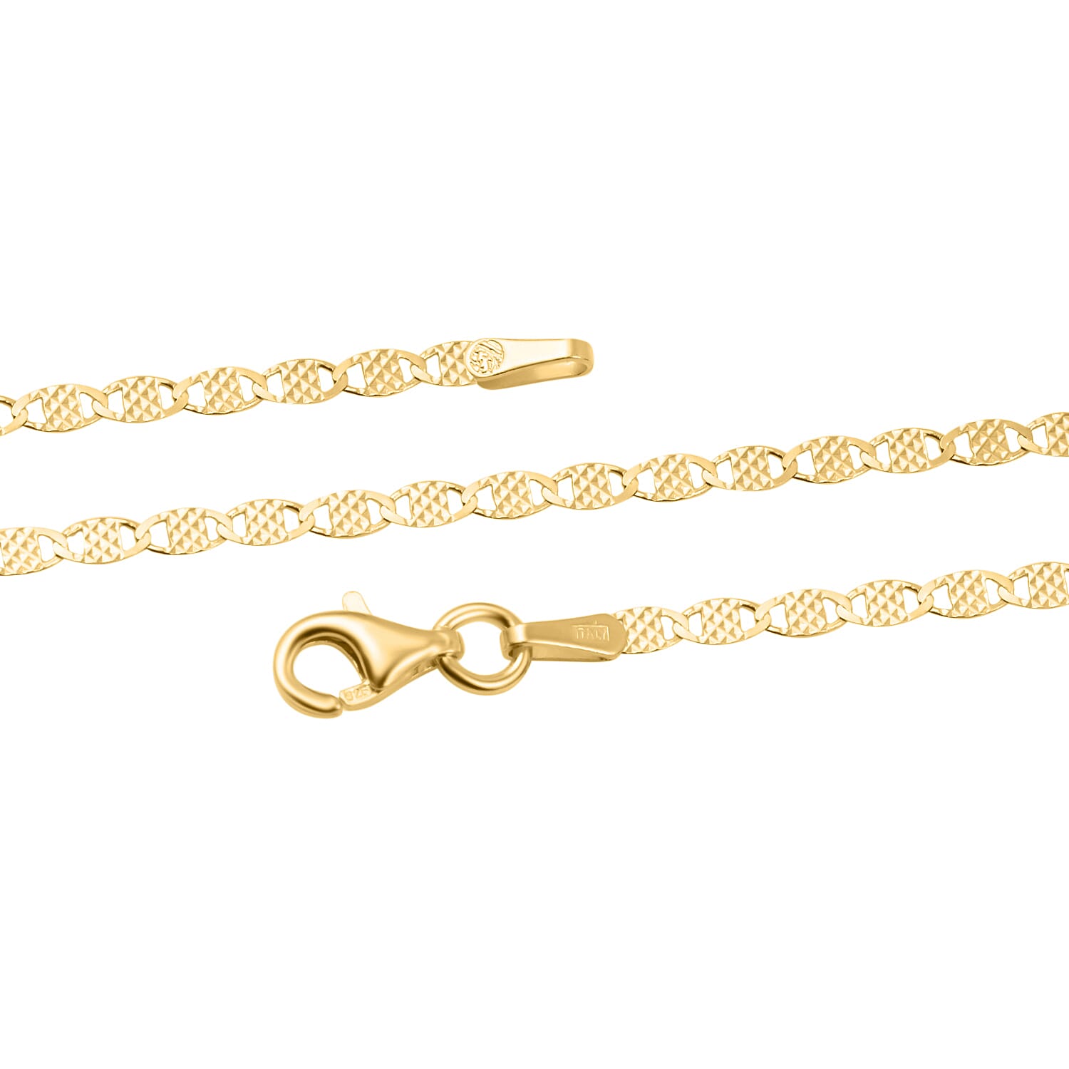 NY Close Out- Sterling Silver Necklace (Size - 20) With Gold Overlay 7990650 4