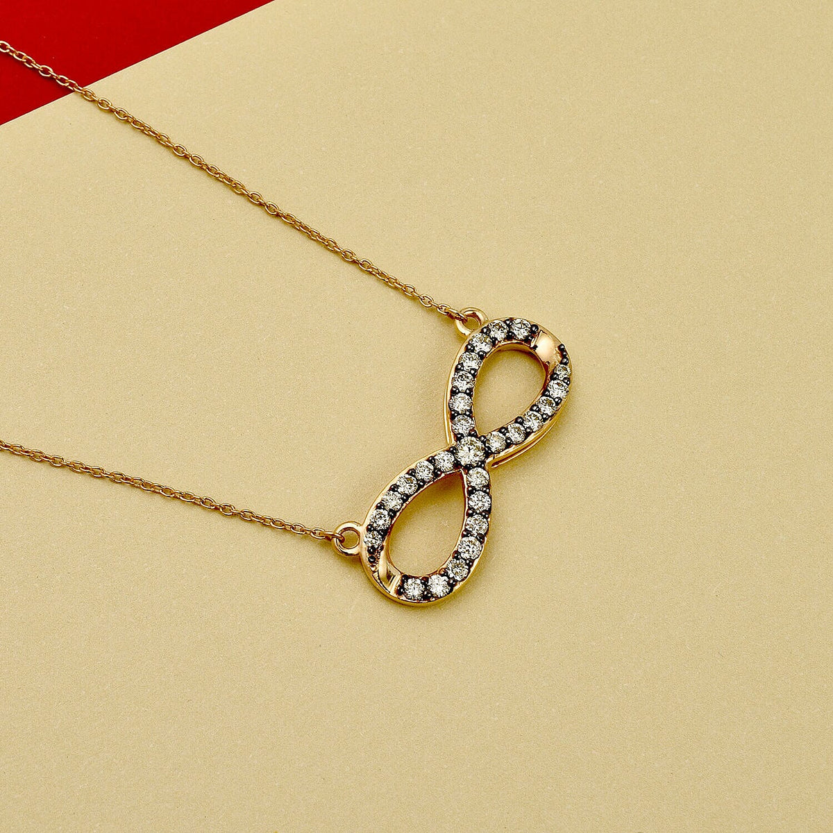 NY Closeout - 9K Yellow Gold Diamond (I1) Infinity Necklace (Size 18) 0.75 Ct. 7268996 1