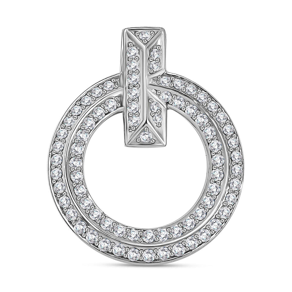 NY Closeout - 14K White Gold Diamond (I1-I2-G-H) Circle Pendant 1.03 Ct.