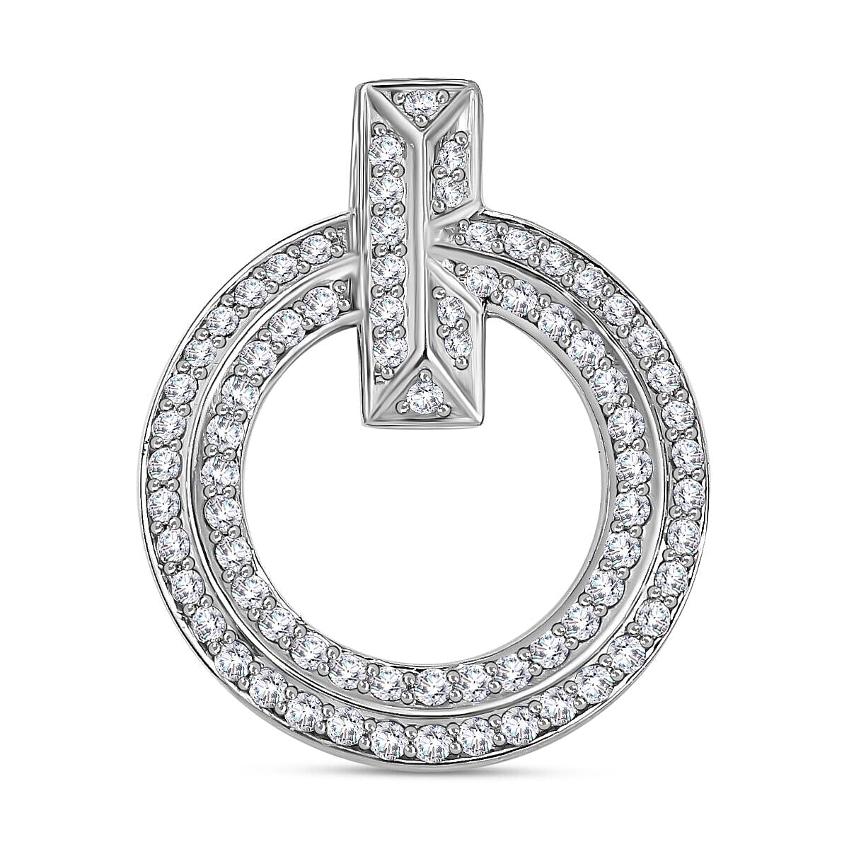 NY Closeout - 14K White Gold Diamond (I1-I2-G-H) Circle Pendant 1.03 Ct. 7268189 0
