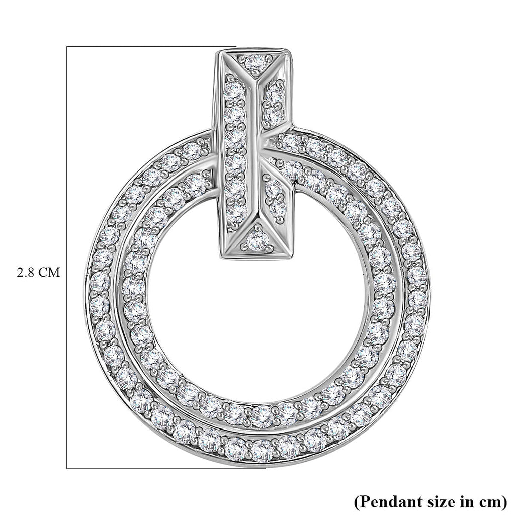 NY Closeout - 14K White Gold Diamond (I1-I2-G-H) Circle Pendant 1.03 Ct.