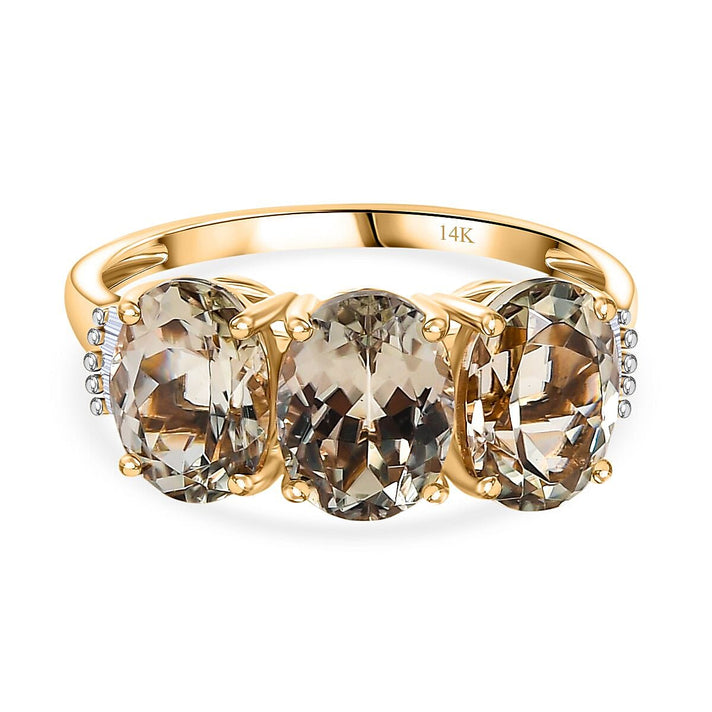 NY Closeout - 14K Yellow Gold AAAA Turkizite &amp; Natural Diamond Ring 4.60 Ct. 8280702 1