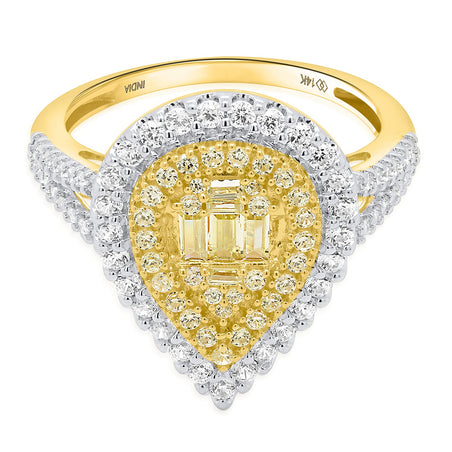 NY Closeout Deal - 14K Yellow Gold Earth Mined Argyle NATURAL Yellow Diamond Ring 1.00 Ct, Gold Wt. 3.50 Gms- Pear V32738831 2