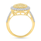 NY Closeout Deal - 14K Yellow Gold Earth Mined Arygle Yellow Diamond and  White Diamond Pear Ring 1.00 Ct, Gold Wt. 3.50 Gms