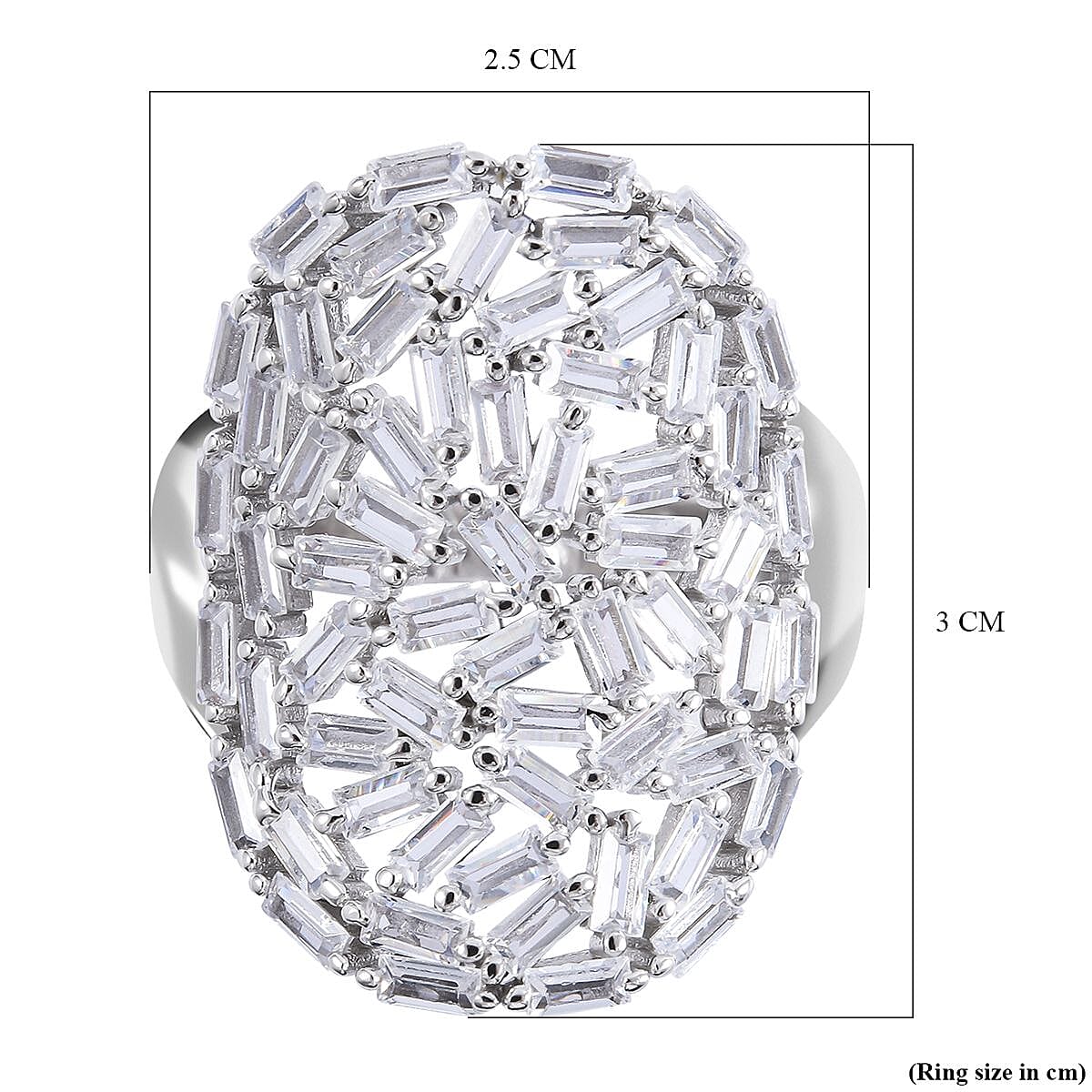 NY Closeout - ELANZA Cubic Zirconia Cluster Ring in Rhodium Overlay Sterling Silver, Silver Wt. 5.60 Gms 7255814 5