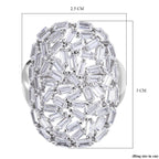 NY Closeout - ELANZA Cubic Zirconia Cluster Ring in Rhodium Overlay Sterling Silver, Silver Wt. 5.60 Gms