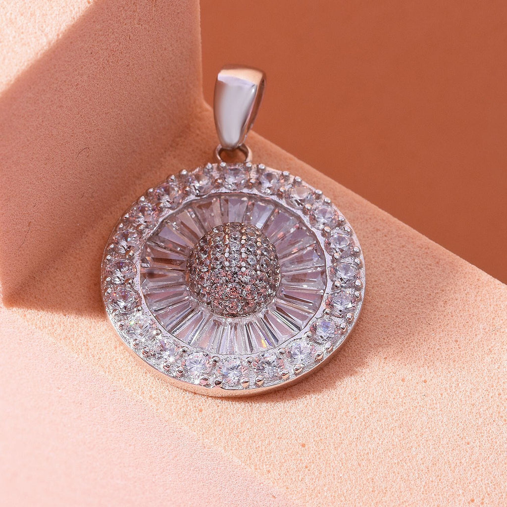 NY Closeout - ELANZA Cubic Zirconia Pendant in Rhodium Overlay Sterling Silver