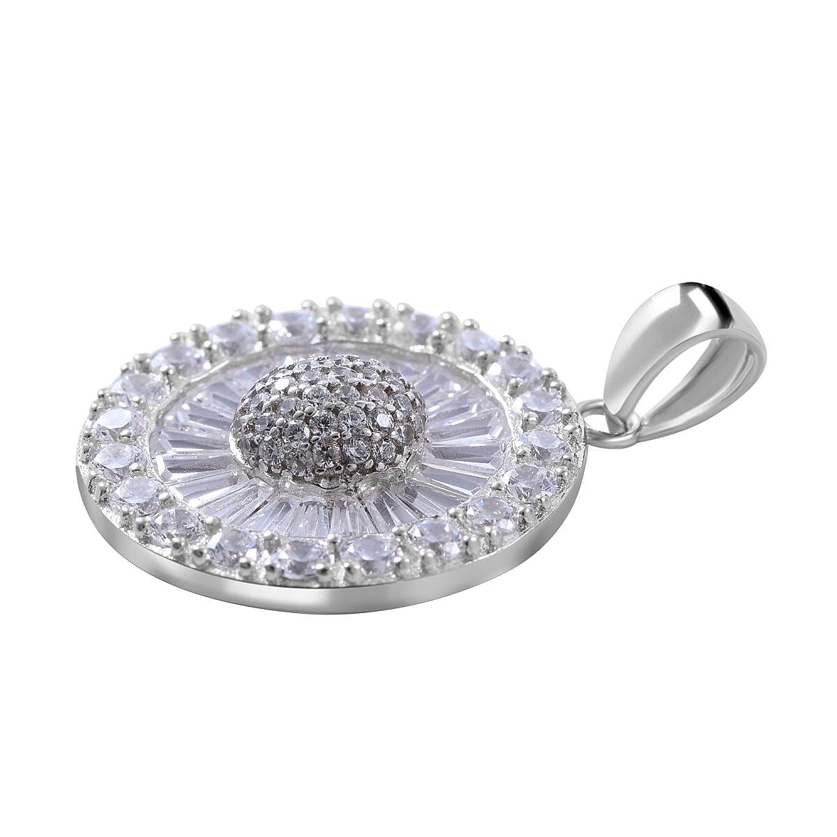 NY Closeout - ELANZA Cubic Zirconia Pendant in Rhodium Overlay Sterling Silver 7256027 3
