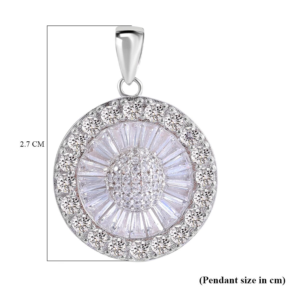 NY Closeout - ELANZA Cubic Zirconia Pendant in Rhodium Overlay Sterling Silver 7256027 5