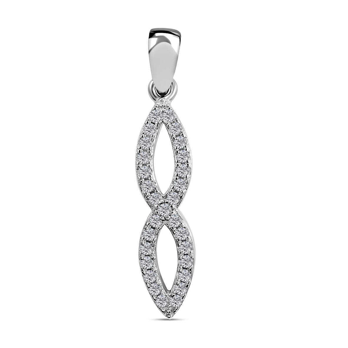 NY Closeout - ELANZA Simulated Diamond Pendant in Rhodium Overlay Sterling Silver 7256071 0