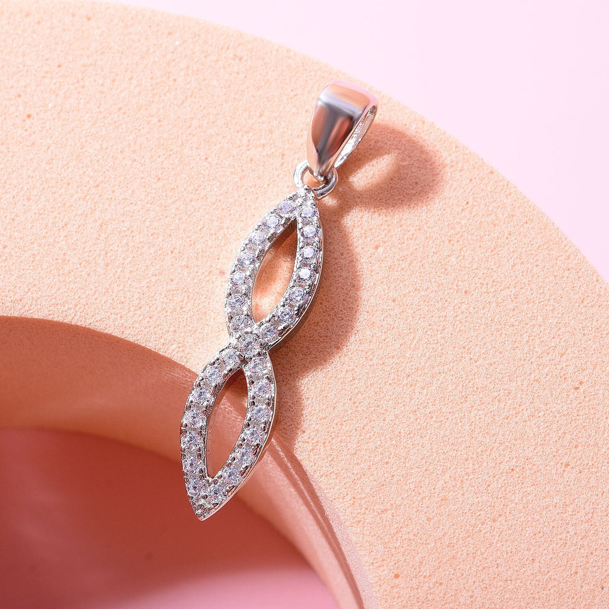 NY Closeout - ELANZA Simulated Diamond Pendant in Rhodium Overlay Sterling Silver 7256071 1