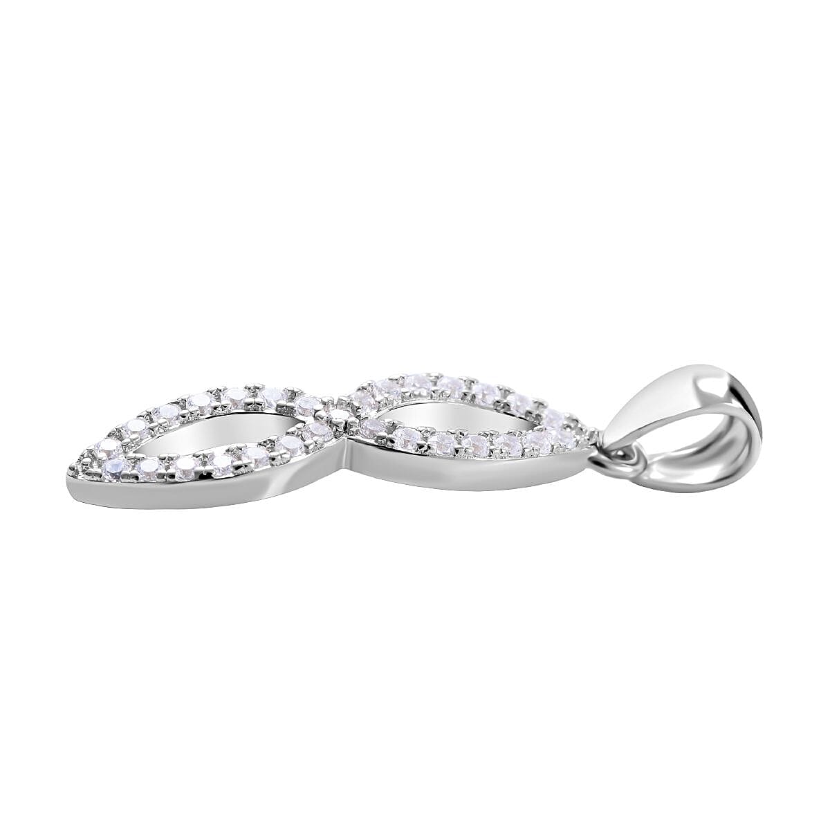 NY Closeout - ELANZA Simulated Diamond Pendant in Rhodium Overlay Sterling Silver 7256071 3