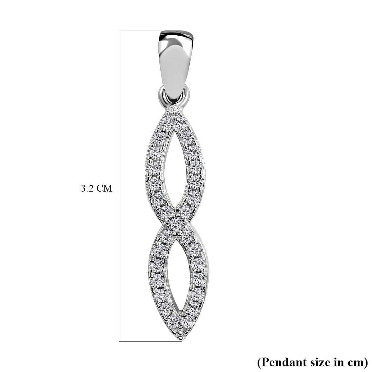 NY Closeout - ELANZA Simulated Diamond Pendant in Rhodium Overlay Sterling Silver 7256071 5