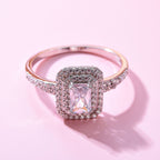 NY Closeout - Simulated Diamond Halo Ring in Rhodium Overlay Sterling Silver
