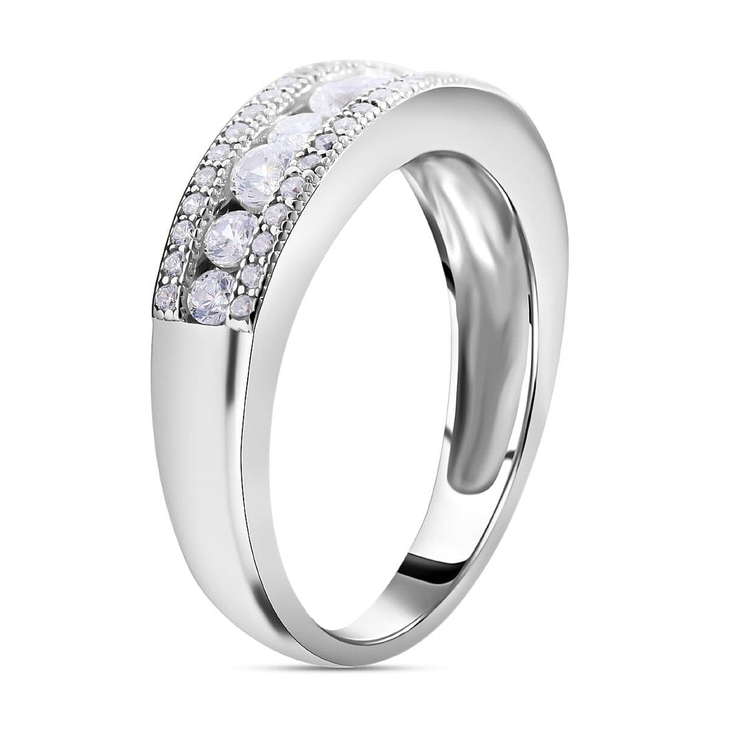 NY Closeout - ELANZA Cubic Zirconia Ring in Rhodium Overlay Sterling Silver