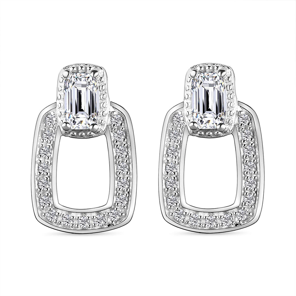 NY Closeout - ELANZA Simulated Diamond Stud Push Back Earrings in Sterling Silver