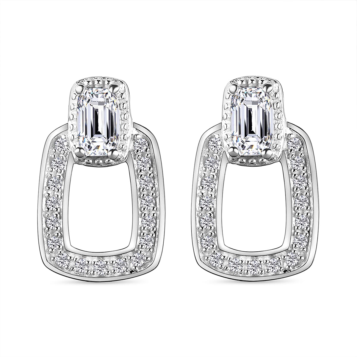 NY Closeout - ELANZA Simulated Diamond Stud Push Back Earrings in Sterling Silver 7061388 0