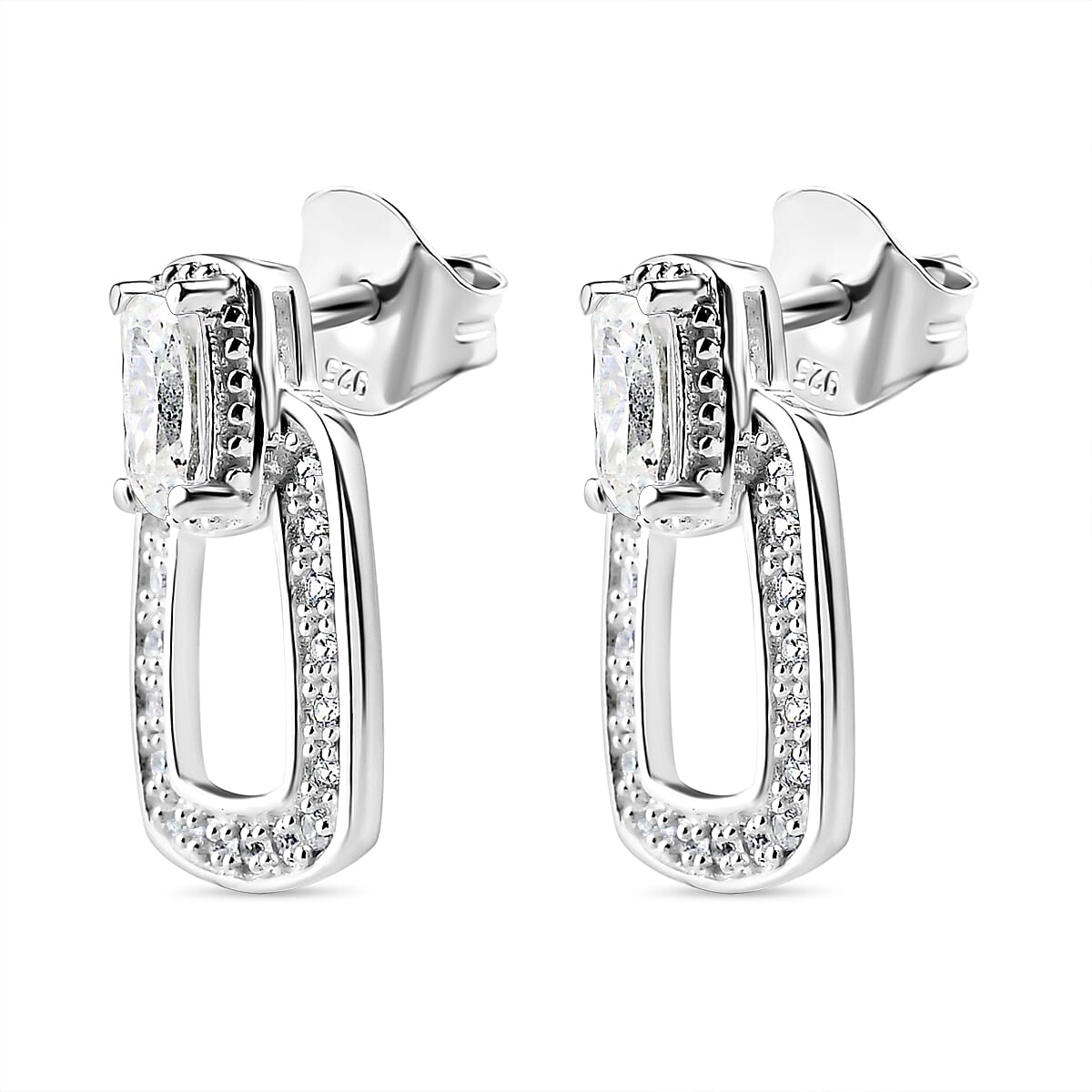 NY Closeout - ELANZA Simulated Diamond Stud Push Back Earrings in Sterling Silver 7061388 4
