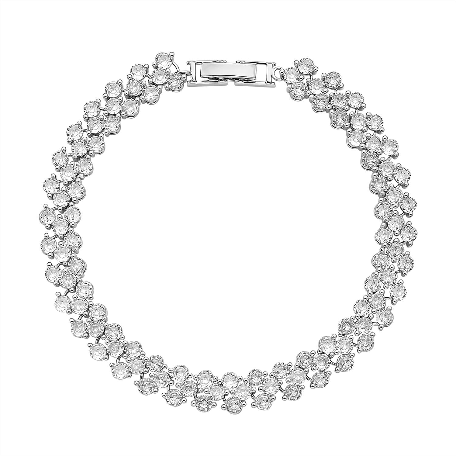 NY Closeout Simulated Diamond Bracelet (Size - 7.5) in Silver Tone 7256898 0