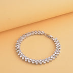NY Closeout Simulated Diamond Bracelet (Size - 7.5) in Silver Tone