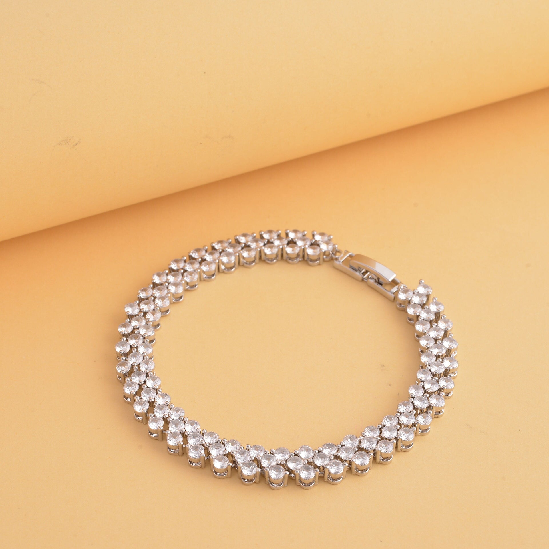 NY Closeout Simulated Diamond Bracelet (Size - 7.5) in Silver Tone 7256898 2