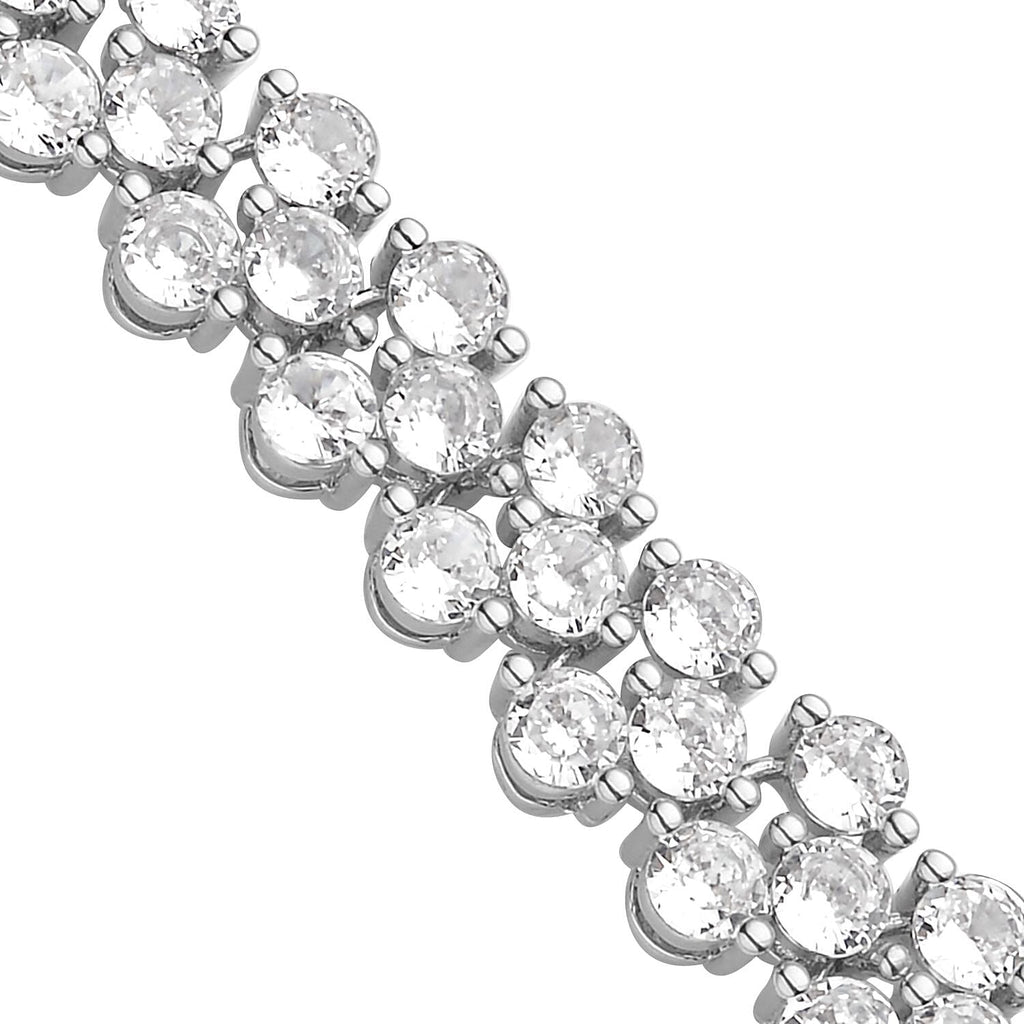 NY Closeout Simulated Diamond Bracelet (Size - 7.5) in Silver Tone