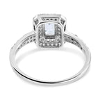 NY Closeout - Simulated Diamond Halo Ring in Rhodium Overlay Sterling Silver