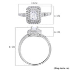 NY Closeout - Simulated Diamond Halo Ring in Rhodium Overlay Sterling Silver