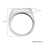 NY Closeout - Zirconia Solitaire Signet Ring in Rhodium Overlay Sterling Silver, Silver Wt. 5.50 Gms