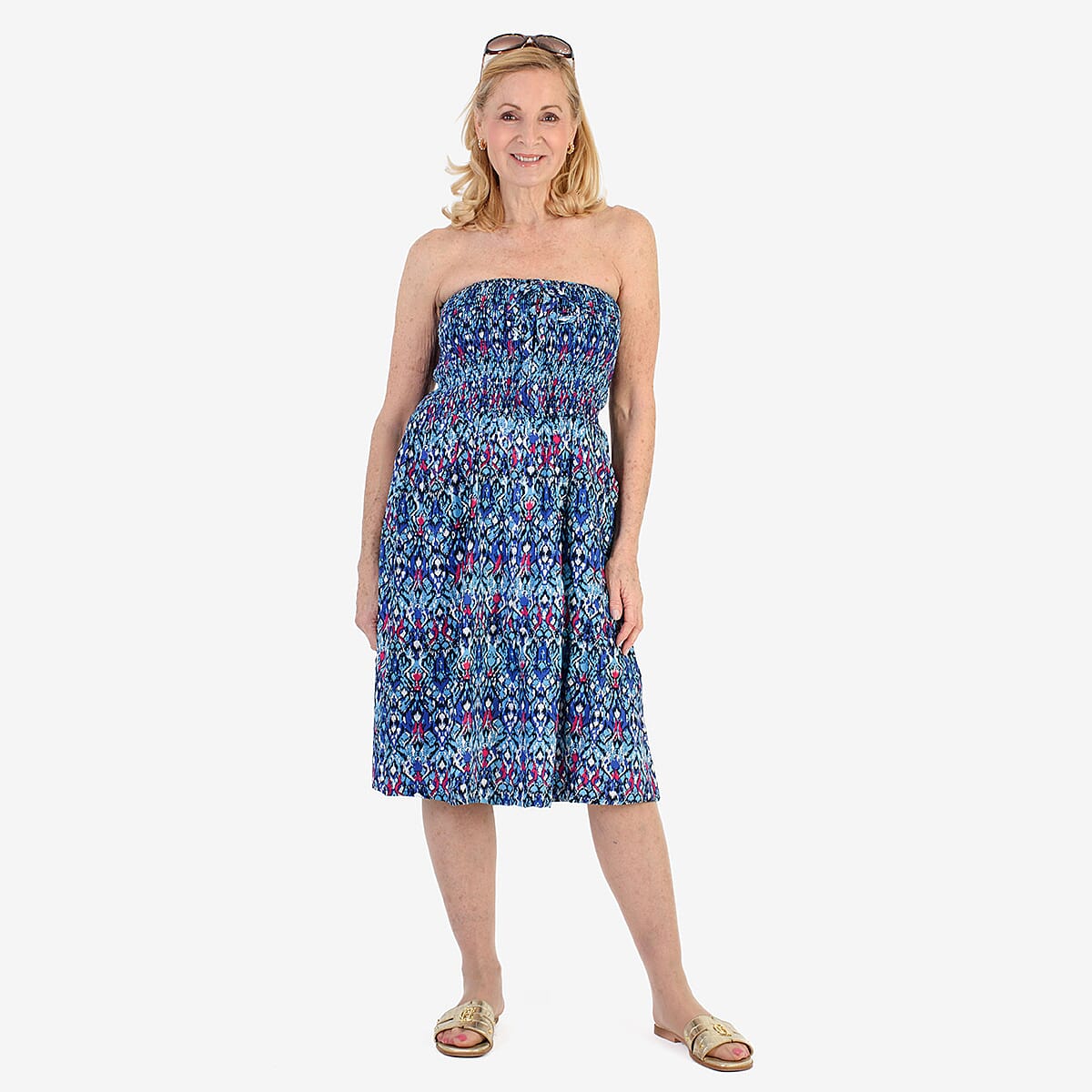 Nabella Signature Collection - Signature Collection Allover Print 3-in-1 Multi-Style Convertible Dress (Size 10) - Blue V32530292 0