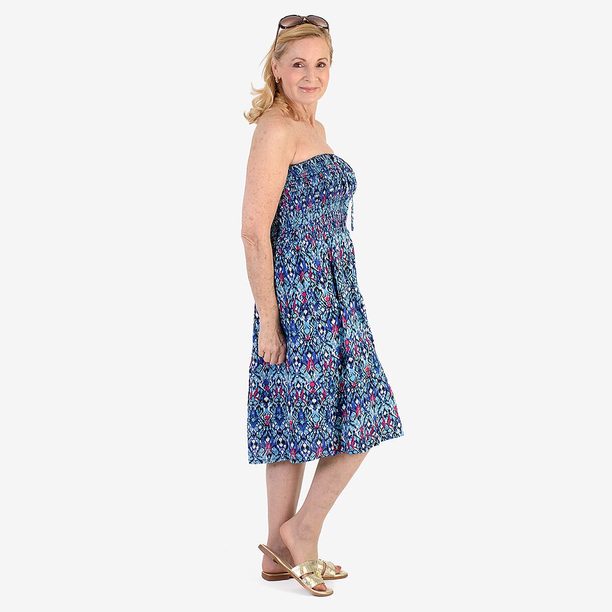 Nabella Signature Collection - Signature Collection Allover Print 3-in-1 Multi-Style Convertible Dress (Size 10) - Blue V32530292 3