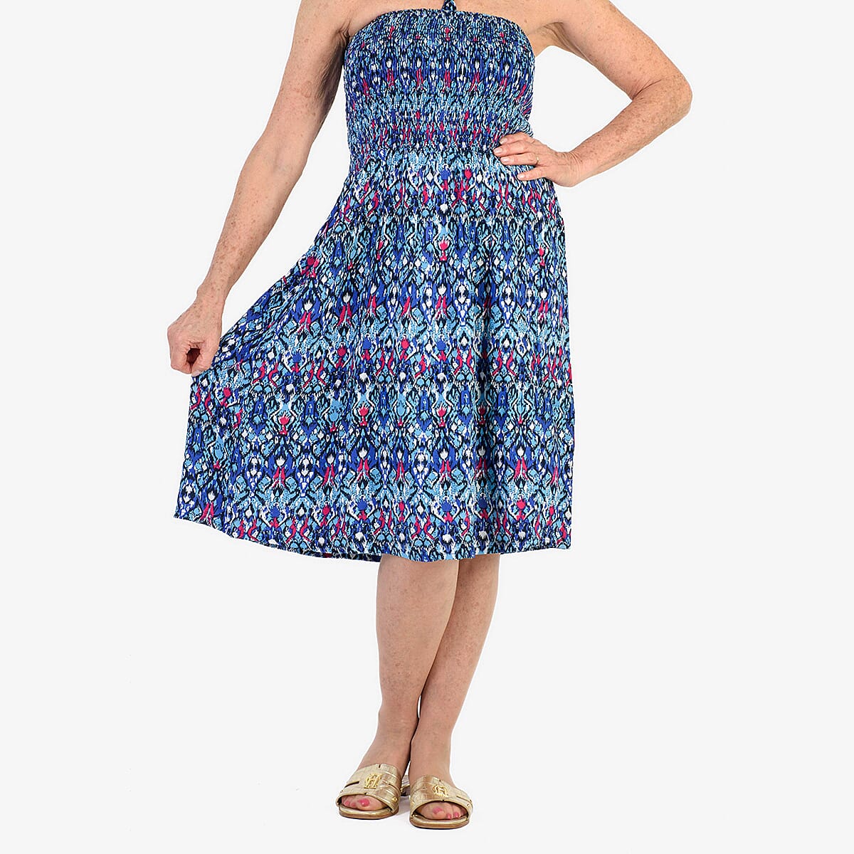 Nabella Signature Collection - Signature Collection Allover Print 3-in-1 Multi-Style Convertible Dress (Size 10) - Blue V32530292 5