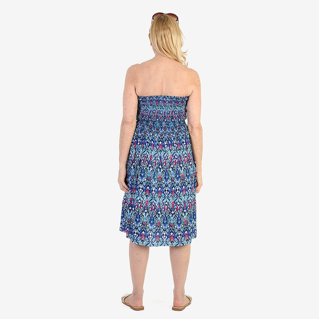 Nabella Signature Collection - Signature Collection Allover Print 3-in-1 Multi-Style Convertible Dress (Size 18) - Blue