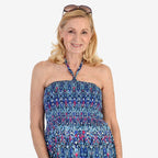 Nabella Signature Collection - Signature Collection Allover Print 3-in-1 Multi-Style Convertible Dress (Size 18) - Blue