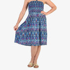 Nabella Signature Collection - Signature Collection Allover Print 3-in-1 Multi-Style Convertible Dress (Size 18) - Blue