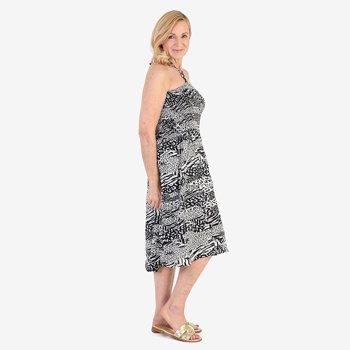 Nabella Signature Collection - Signature Collection Animal Print 3-in-1 Multi-Style Convertible Dress (Size 18) - Black &amp; White V32540301 3