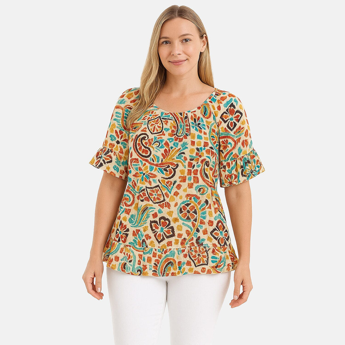 Nabella Women's Abstract Paisley Print Relaxed Fit Top V32701500 0
