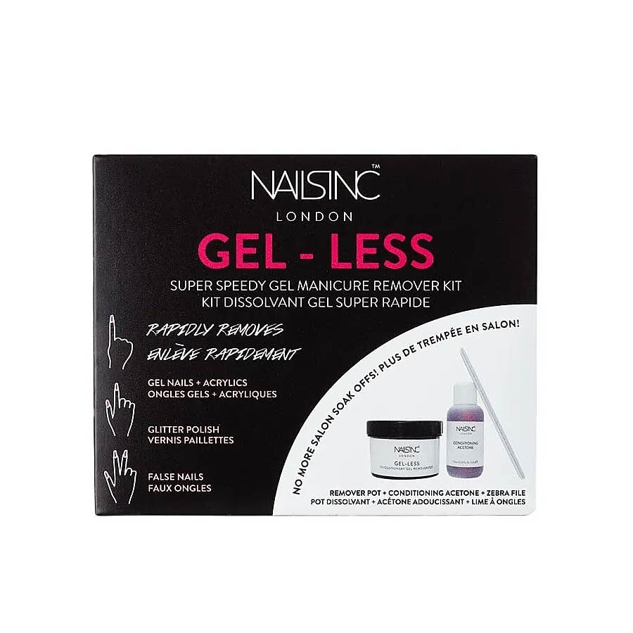 Nails Inc- Gel-Less Remover Kit (Incl. Remover Pot, Conditioning Acetone - Zebra File) 3578406 0