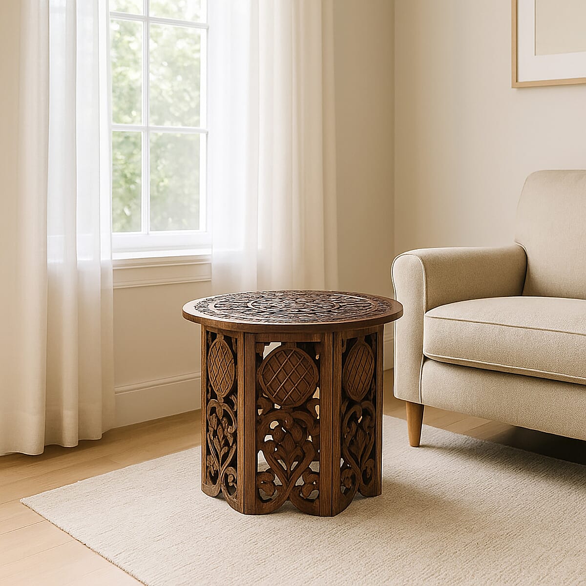 Nakkashi - Hand Carved Mango Wood Table 6065311 2