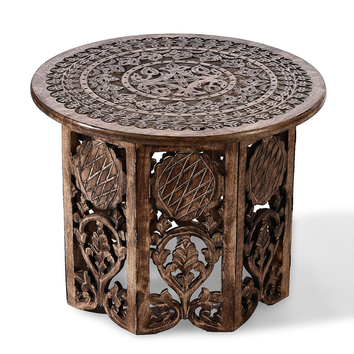 Nakkashi - Hand Carved Mango Wood Table 6065311 5
