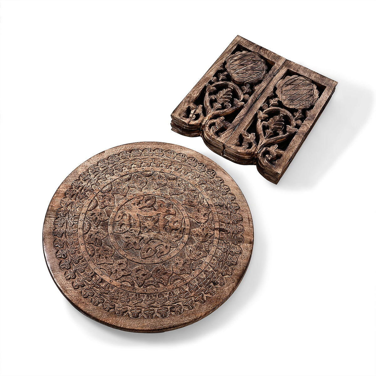 Nakkashi - Hand Carved Mango Wood Table 6065311 6