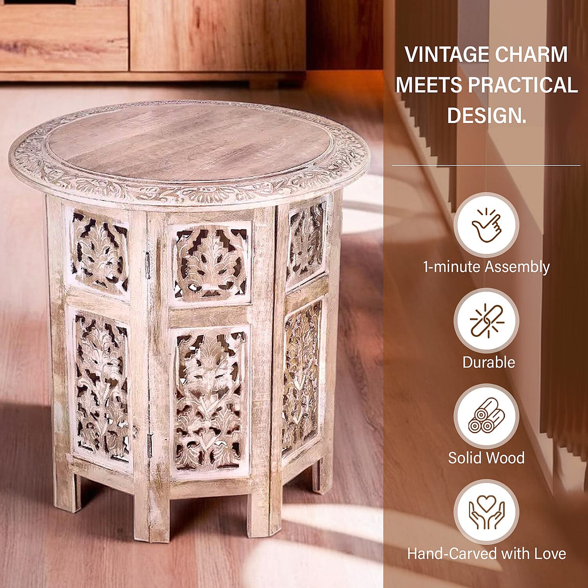 Nakkashi Table One Size- White &amp; White 7930208 2